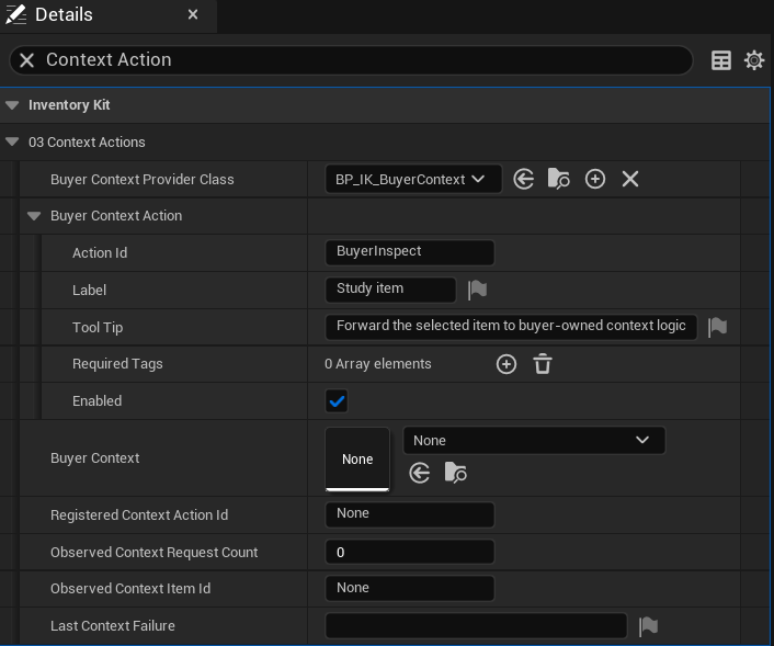 Owner Class Defaults — Expanded context action